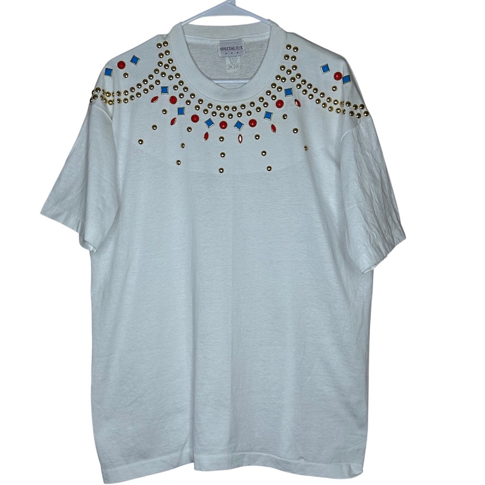 VTG Special F/X Studded Rhinestone Embellished T-Shirt‎ Top One Size Retro USA